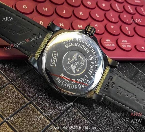 Breitling Avenger II Seawolf Copy Watch Blacksteel Green Leather Band 7
