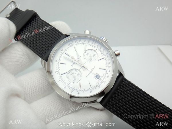 Clone Breitling Transocean Chronograph Watch Stainless Steel White Face 45mm 7