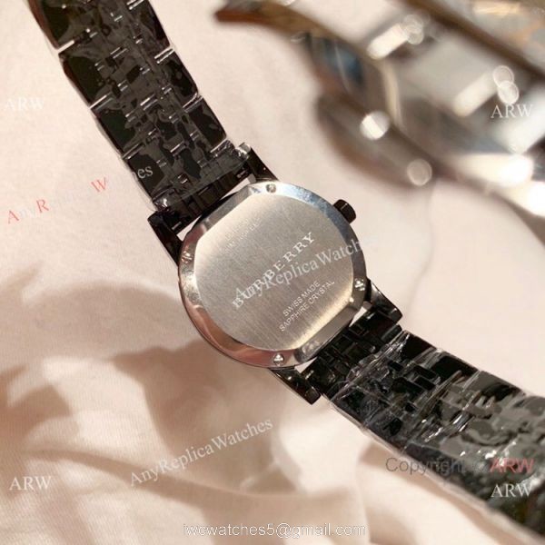 Solid Black Burberry Replica Watch 32mm Quartz Movement 7