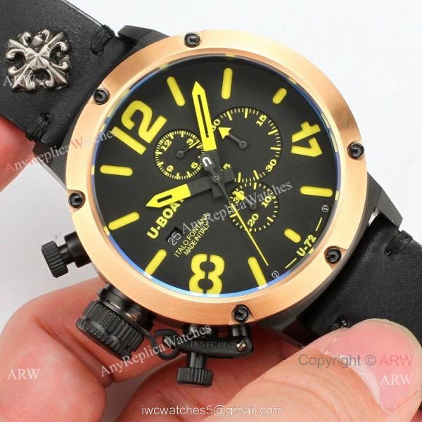 U Boat Classico U-72 Replica Watches Rose Gold Bezel Black Dial 7