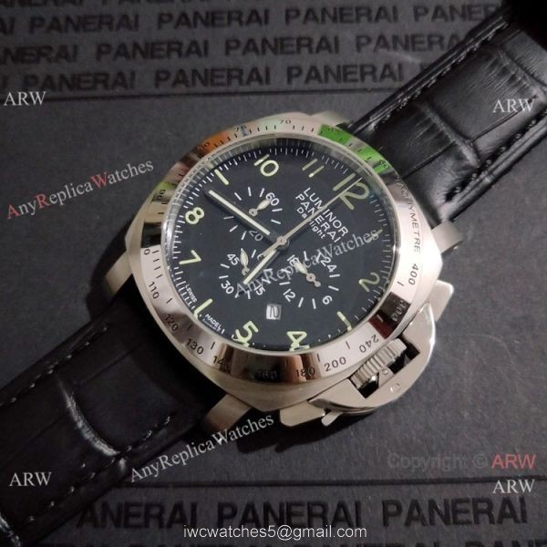 High Quality Panerai Luminor Daylight 44mm Black Dial Black Leather Strap 7
