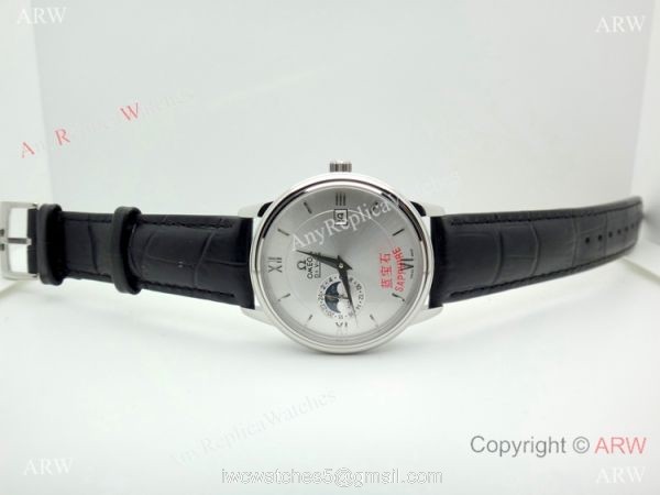 Replica Omega De Ville Moonphase Watch SS Silver Dial 7