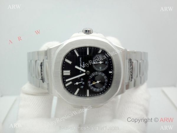 Copy Patek Philippe Nautilus Power Reserve Watch Stainless Steel Black 40mm 7