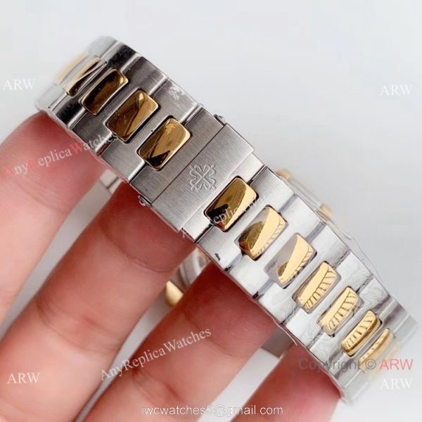 Highest Quality Copy Patek Philippe Nautilus Two Tone Black Watch Swiss Grade 1 7