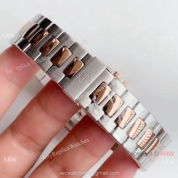 Swiss Grade One Copy Patek Philippe Nautilus watch 2-Tone Rose Gold Blue Dial 7