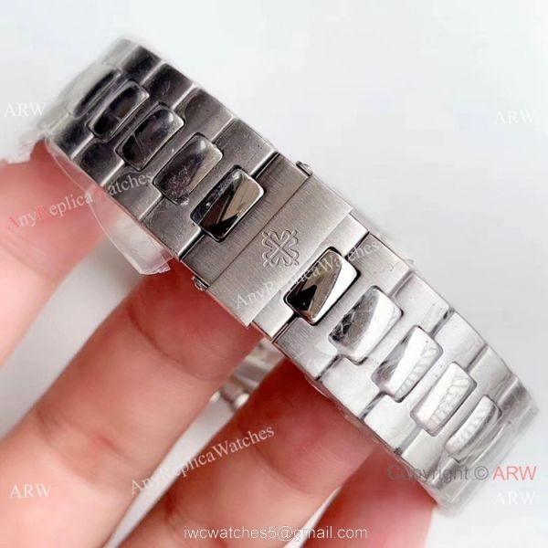 Super Replica Patek Philippe Nautilus Stainless steel White Face Watch Swiss Copy 7
