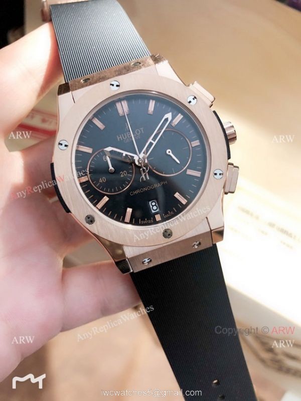 Replica Hublot Classic Fusion Chrono Watches Gray Dial Rose Gold 7