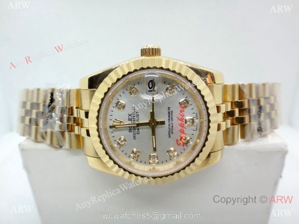Clone Rolex Datejust Silver Dial Jubilee Watch Yellow Gold 31mm 7