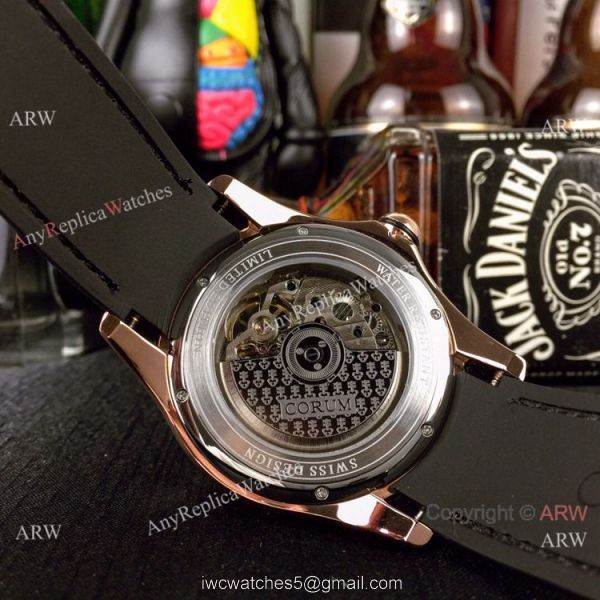 High Quality Copy Corum Bubble Skull Face Rose Gold Wristwatch 7