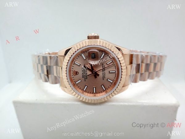 Rose Gold Rolex Presidential Replica Watch 28mm Women 7