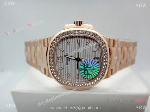 (PPF)Swiss Grade Patek Philippe 7118 Nautilus Rose Gold Diamond Watch Ladies 7
