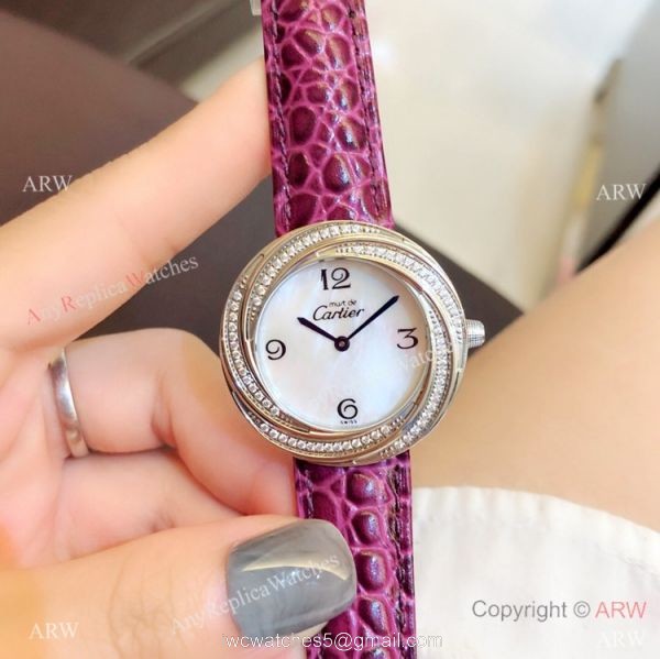 Perfect Replica Cartier Rose Gold White MOP Dial Watches For Sale 7