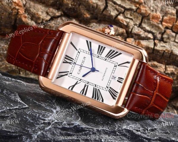Replica Cartier Tank Solo Stainless Steel Black Roman Dial Watch Automatic 7