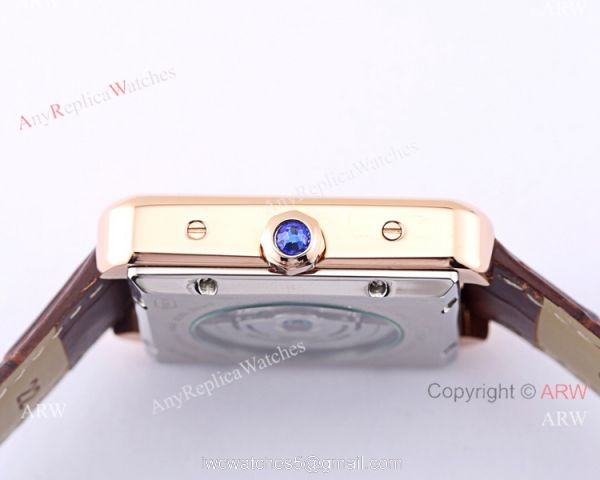 Cartier Tank Solo Moonphase Copy Watch White Dial Black Leather Strap 7