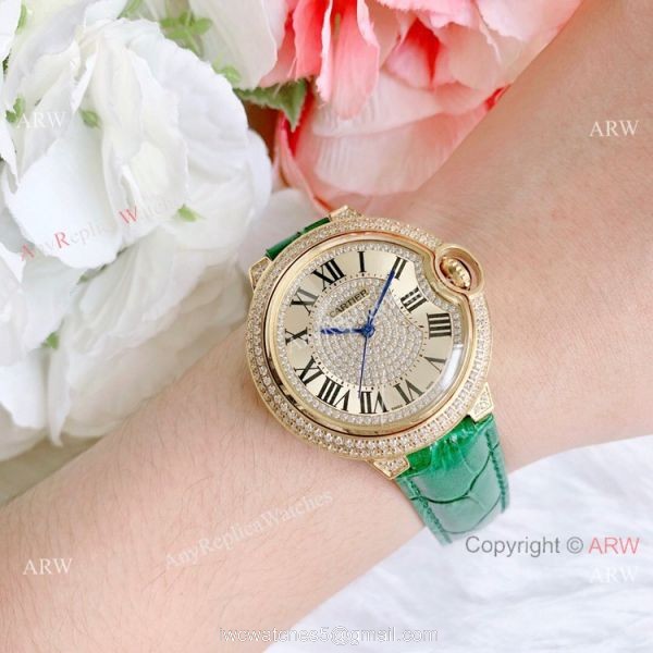 Best Quality Copy Cartier Ballon Bleu De Quartz Watch Yellow Gold Diamond 7