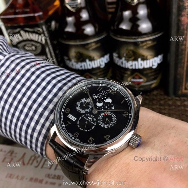 IWC Pilots Blue Dial Black Leather Strap Watch New Replica 7