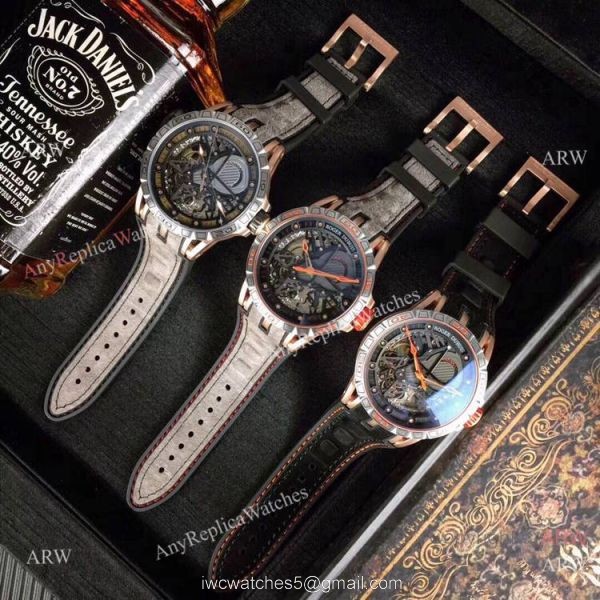 Roger Dubuis Excalibur Skeleton Copy Watch Black DLC Case 46mm 7