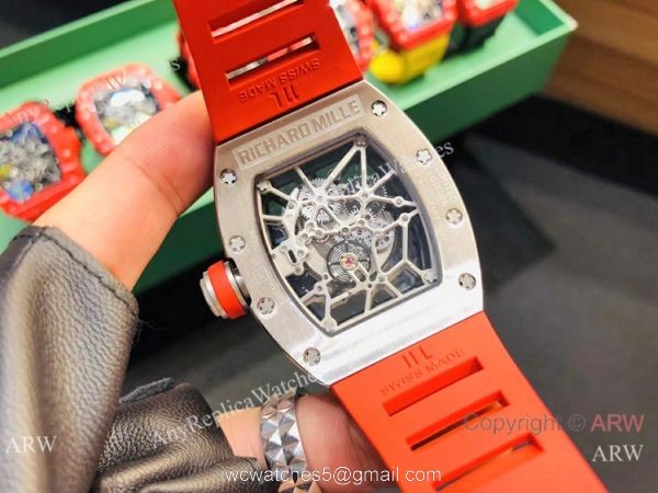 Copy Richard Mille RM035-Americas Watch SS Orange Rubber Band 7