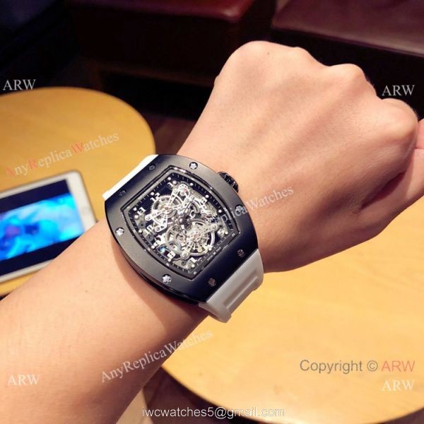 Richard Mille Knock off RM 17-01 Watches Black Case White Rubber Strap 7
