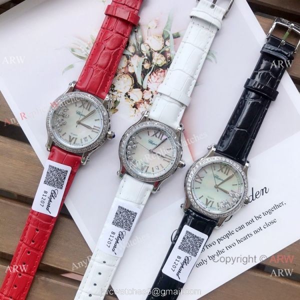Copy Chopard Happy Sport 36mm Watch SS Diamond White MOP Dial 7