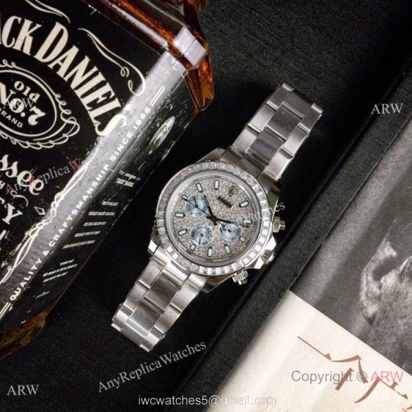 Fake Rolex with Diamond Bezel Men Watch Daytona Iced Out 7