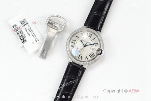 (CR) Ballon Bleu De Cartier Silver Dial Leather Strap 42mm Watch Swiss Grade 1 7