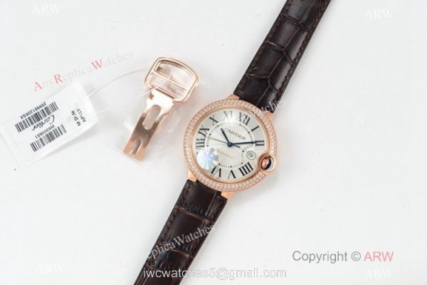 (CR) Swiss Grade 1 Ballon Bleu De Cartier Copy Watch Brown Leather Strap 7