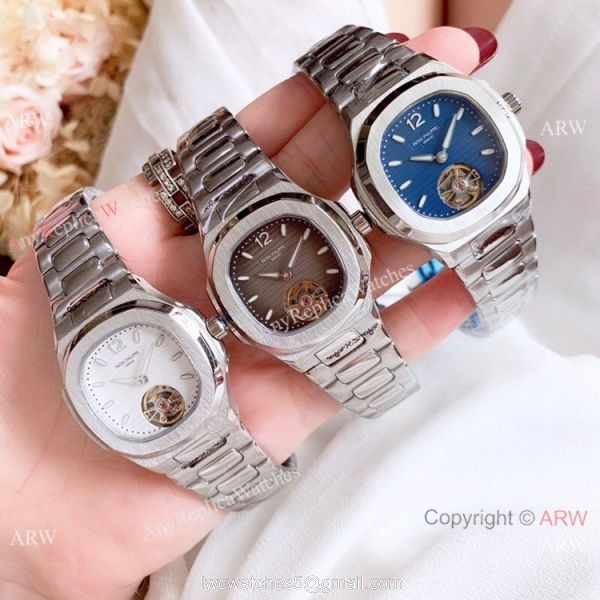 New Copy Patek Philippe Nautilus Womens 34mm Watch with Blue Tourbillon Dial 7