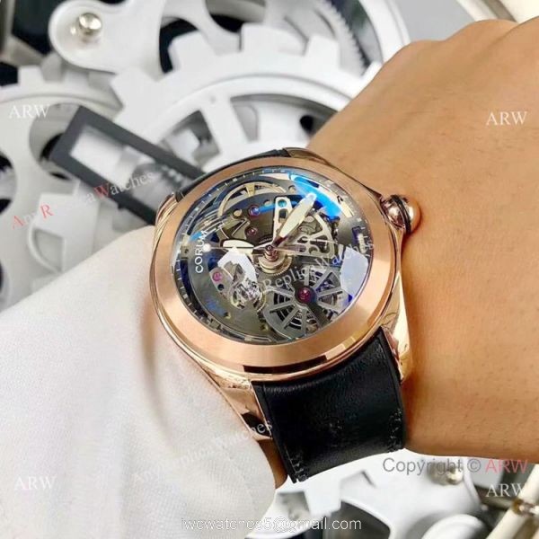 New Replica Corum Watches Corum Bubble Squelette Rose Gold Skeleton Dial 7