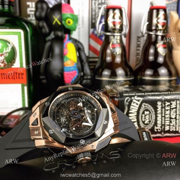 New Hublot Big Bang SANG BLEU II Watches Rose Gold Black Bezel 7