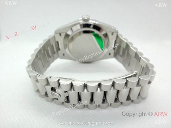 (EW) Replica Rolex DayDate II Stainless Steel Silver Face Watch Swiss ETA3255 7