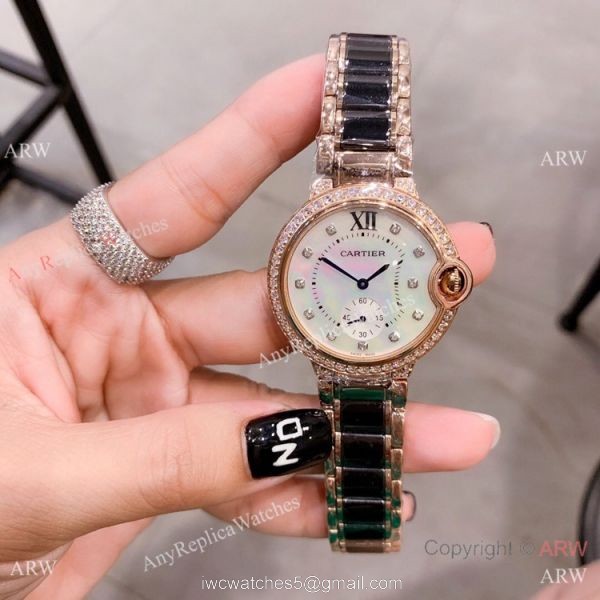 Cartier Ballon Bleu de 36mm Quartz Watch Black Ceramic Silver 7