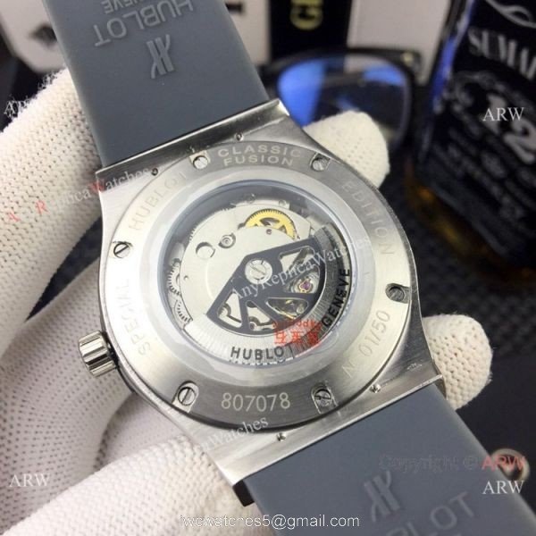 Clone Hublot Classic Fusion Automatic Watch SS Black Rubber Band 7