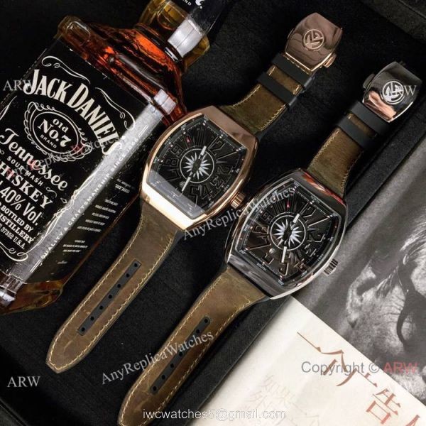 New Replica Franck Muller Vanguard Yachting watch Rose Gold Gray Gummy Strap 7