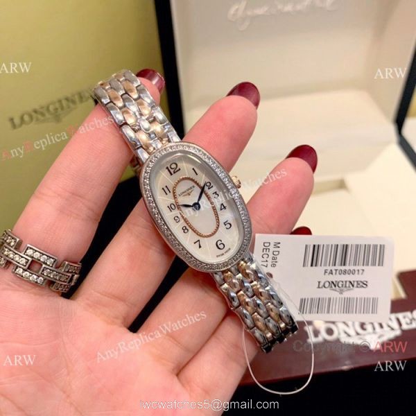 Copy Longines Equestrian Lady Watch Diamond Bezel White Roman Dial 7