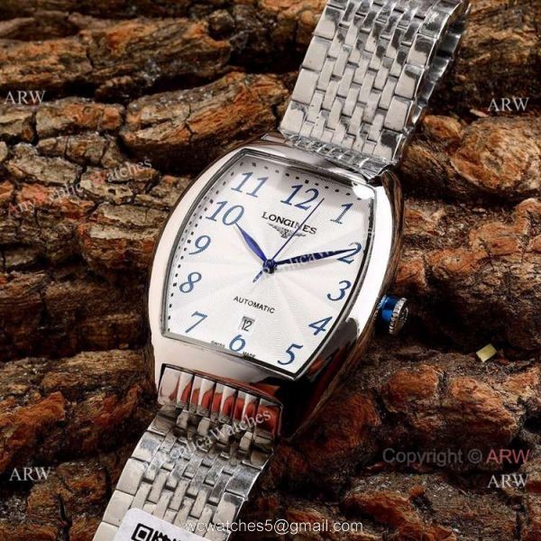 Copy Longines Evidenza Men Watches Black Dial Black Leather Strap 7