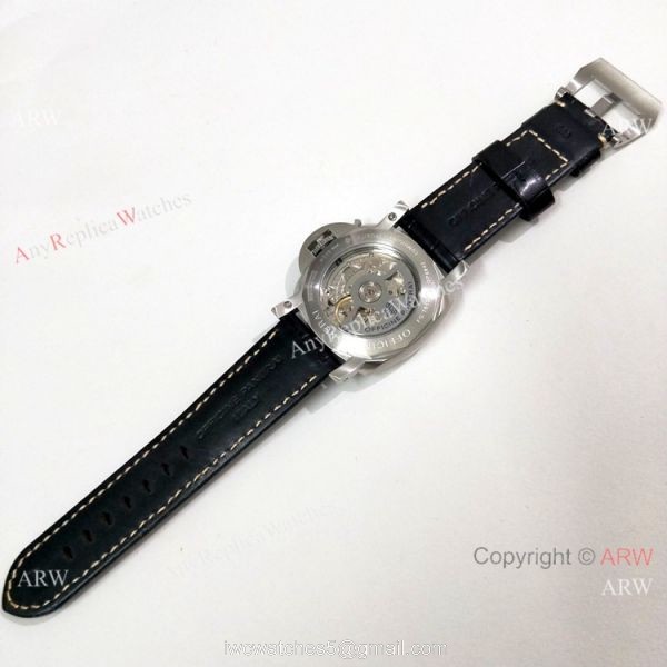 Officine Panerai Luminor GMT PAM320 Copy Watch SS Black Dial 7