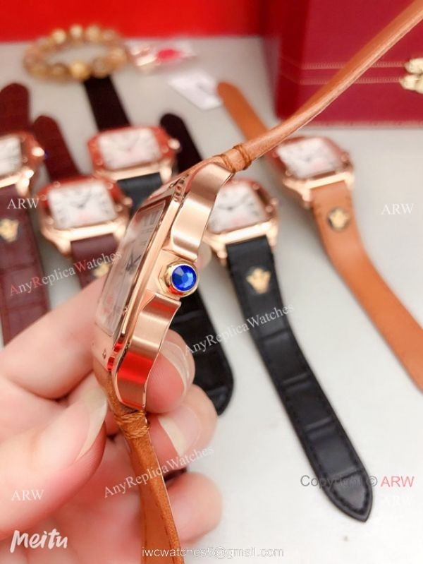 Clone Cartier Santos de Rose Gold Quartz Watch Japan Grade 7