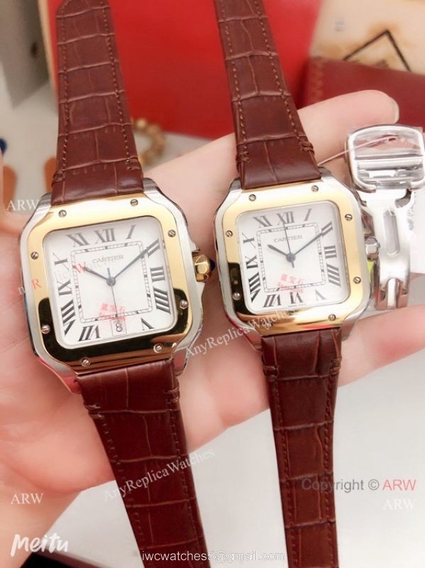 2019 Replica Cartier Santos de Lovers Watch Blue Leather Strap 7