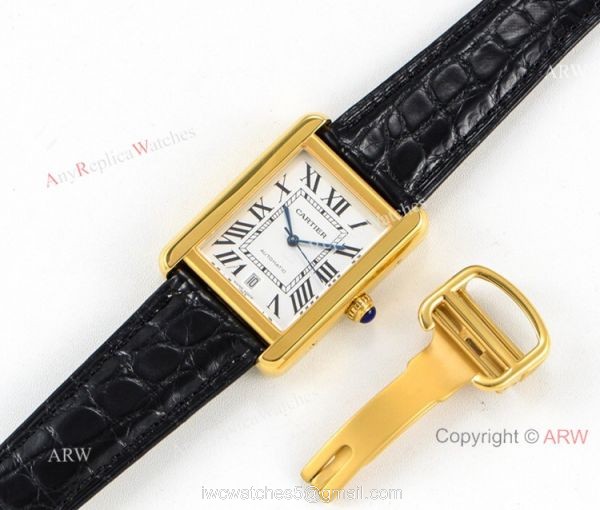 (ER) Swiss Grade Copy Cartier Tank Solo W5200027 Yellow Gold Watch 31mm 7