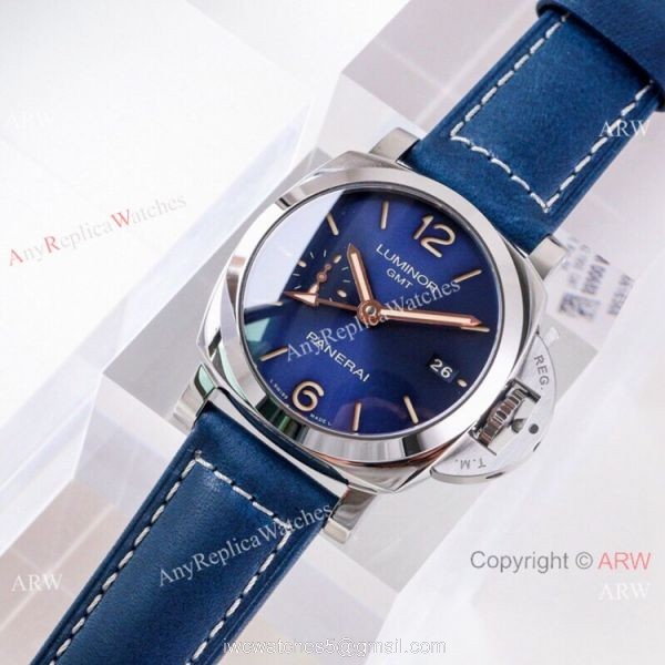 (VS) Copy Panerai Luminor 1950 GMT Blue Dial PAM 688 Watch Swiss Panerai Bracelet 7