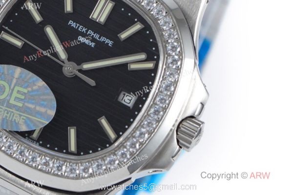 OE Factory Best Replica Patek Philippe 5711 G Nautilus SS Diamond Watches 7