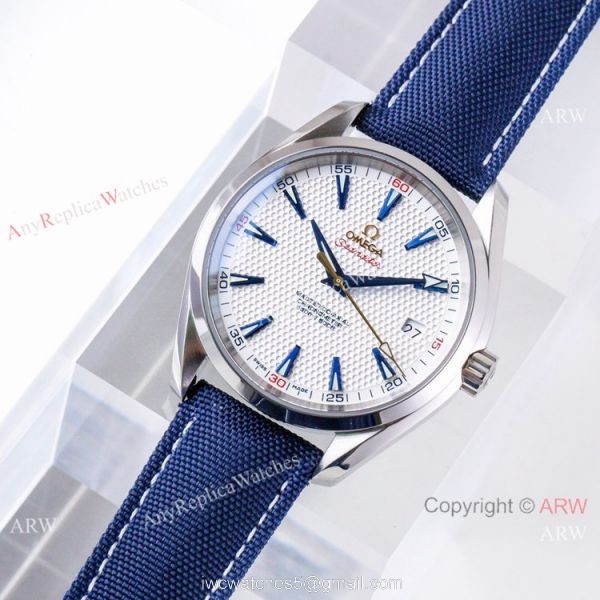 (VS)Swiss Copy OMEGA Seamaster Aqua Terra RYDER CUP Watch Blue Leather Strap 7