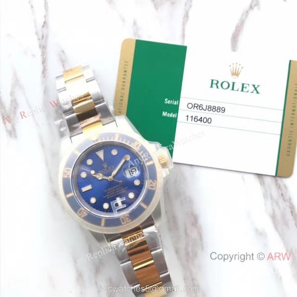 Rolex Submariner EW Factory 3135 Two Tone Blue Ceramic Watch AAA Replica 7