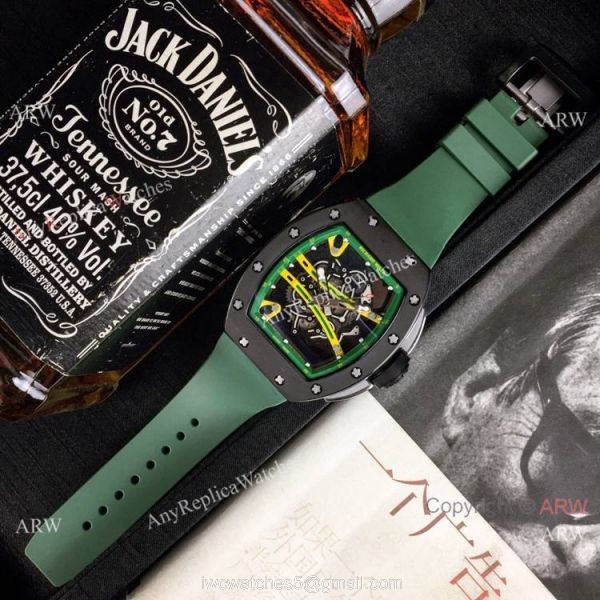 Wholesale Richard Mille Knock off RM 61-01 Yohan Blake Watch Green Rubber Band 7
