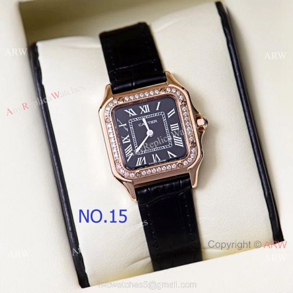 Copy Cartier Panthere de 2-Tone Black Face Quartz Watch 27mm 22mm 7