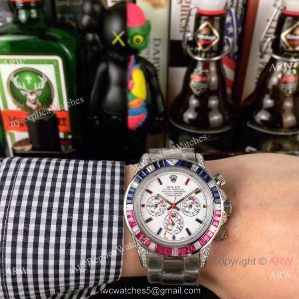 Fake Rolex with Diamond Bezel Stainless Steel Daytona Watch 7