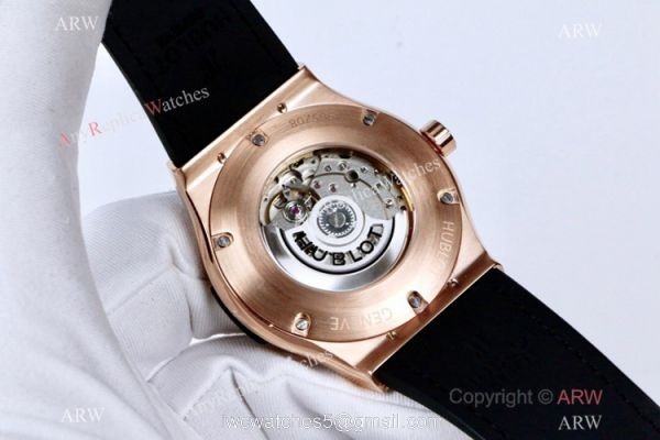 2019 Copy Hublot Classic Fusion Rose Gold Iced Out Watch 7