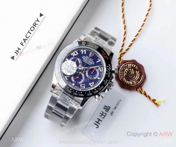 1:1 Best Replica Rolex Daytona Swiss 4130 JH Factory Watch SS Blue or Grey Dial 7