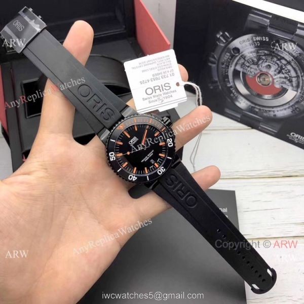 Swiss Fake Oris Aquis Automatic Watch Black Case Sapphire glass 7